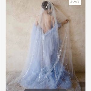 Twigs and Honey Crystal Streamers Bridal Train Veil